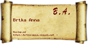 Brtka Anna névjegykártya